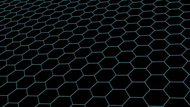 Hexagonal Grid Net Field Landscape Seamless Loop Drawing Motion Graphics — Stock Video