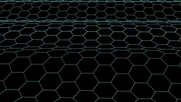 Hexagonal grid net waving field landscape seamless loop drawing motion graphics animation background new quality vintage style cool nice beautiful 4k video footage — Stock Video