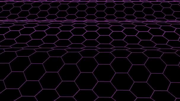 Hexagonal grid net waving field landscape seamless loop drawing motion graphics animation background new quality vintage style cool nice beautiful 4k video footage — Stock Video