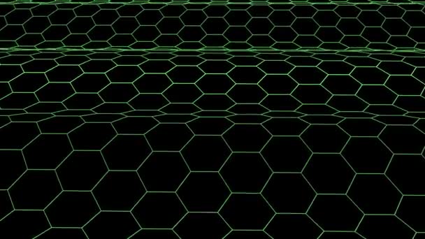 六角形のグリッド網を振ってフィールド風景シームレスなループ図面モーション グラフィックス アニメーション背景新しい品質ビンテージ スタイル クールな素敵な美しい 4 k のビデオ映像 — ストック動画