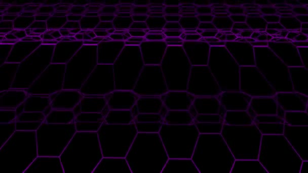 Hexagonal grid net waving field landscape seamless loop drawing motion graphics animation background new quality vintage style cool nice beautiful 4k video footage — Stock Video