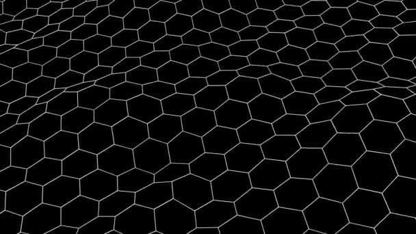 Hexagonal grid net waving field landscape seamless loop drawing motion graphics animation background new quality vintage style cool nice beautiful 4k video footage — Stock Video