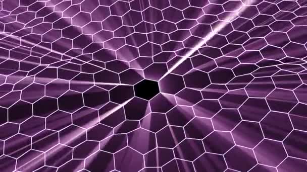 Shiny hexagonal grid net waving field landscape seamless loop drawing motion graphics animation background new quality vintage style cool nice beautiful 4k video footage — Stock Video