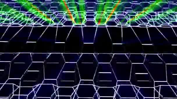 Brilhante hexagonal grade net acenando campo paisagem sem costura loop desenho movimento gráficos animação fundo nova qualidade vintage estilo legal agradável bonito vídeo 4k — Vídeo de Stock