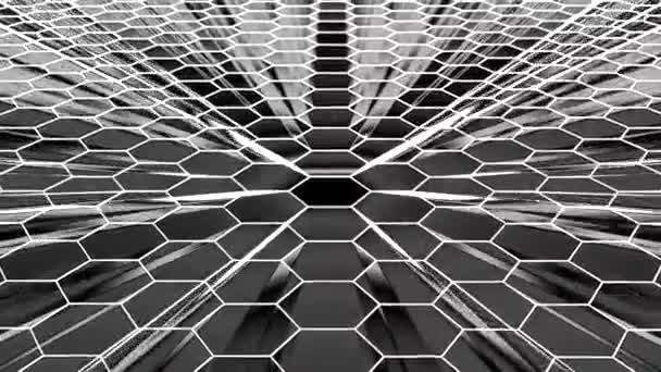 Shiny hexagonal grid net field landscape seamless loop drawing motion graphics animation background new quality vintage style cool nice beautiful 4k video footage — Stock Video