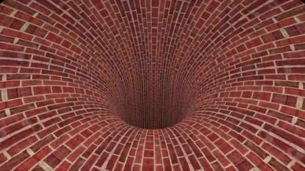 Brickwall wormhole funnel tunnel flight seamless loop animation background new quality vintage style cool nice beautiful 4k stock video footage — Stock Video