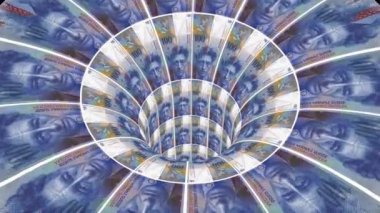 solucan deliği huni tünel uçuş sorunsuz döngü animasyon arka plan yeni kalite finans iş serin güzel güzel 4 k stok video görüntüleri İsviçre frank