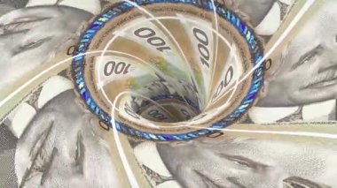 Kanada Doları Düden blackhole huni tünel sorunsuz döngü animasyon arka plan yeni kalite finans iş serin güzel güzel 4k stok video görüntüleri