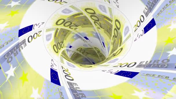 Euro dolina buco nero imbuto tunnel senza soluzione di continuità loop animazione sfondo nuova qualità finanza affari cool bello 4k stock video filmato — Video Stock