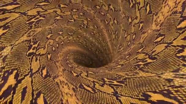 Piel de serpiente sumidero agujero negro agujero de gusano túnel vuelo lazo sin costura animación fondo nuevo estilo vintage fresco bonito hermoso 4k material de archivo de vídeo — Vídeos de Stock