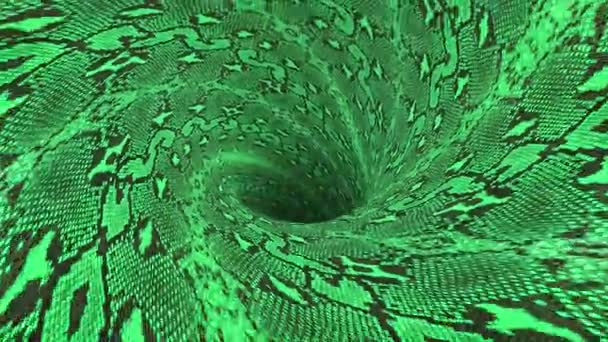 Snakeskin wormhole embudo túnel vuelo sin costura bucle animación fondo nueva calidad vintage estilo fresco bonito hermoso 4k archivo de vídeo — Vídeos de Stock