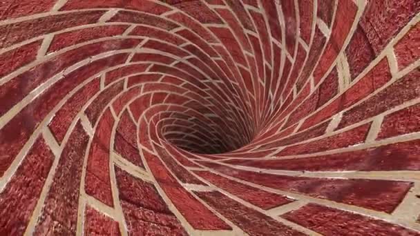 Brickwall Düden blackhole solucan deliği huni tünel sorunsuz döngü animasyon arka plan yeni kalite vintage tarzı serin güzel güzel 4k stok video görüntüleri — Stok video