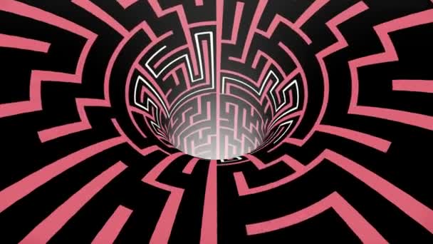 Labyrinthe labyrinthe labyrinthe trou de ver entonnoir tunnel vol boucle sans couture animation arrière-plan nouvelle qualité vintage style cool belle 4k stock vidéo — Video