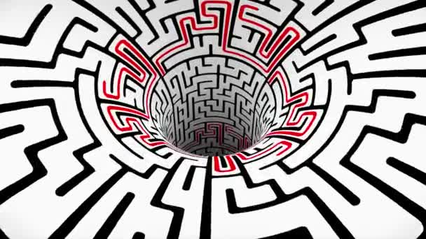 Labyrinth maze wormhole funnel tunnel flight seamless loop animation background new quality vintage style cool nice beautiful 4k stock video footage — Stock Video