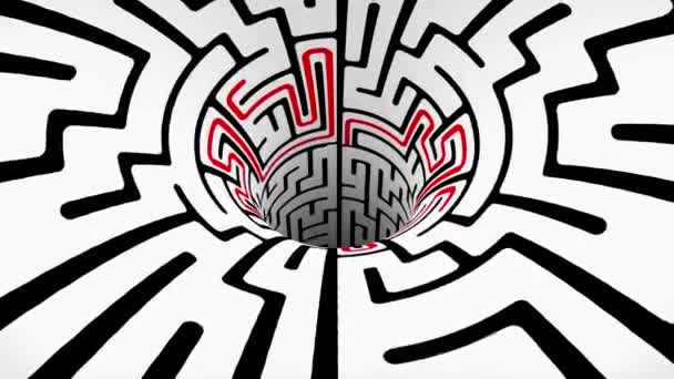 Labyrint labyrint maskhål tratt tunnel flyg sömlös loop animation bakgrund nya kvalitet vintage stil cool trevlig vacker 4k video arkivfilmer — Stockvideo