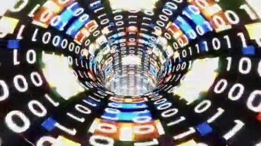 solucan deliği huni tünel animasyon arka plan yeni kalite teknolojik serin güzel güzel stok 4 k video görüntüleri ikili sayılar veri aktarımı