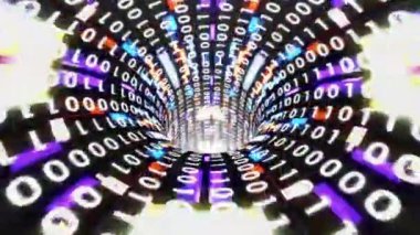 solucan deliği huni tünel animasyon arka plan yeni kalite teknolojik serin güzel güzel stok 4 k video görüntüleri ikili sayılar veri aktarımı