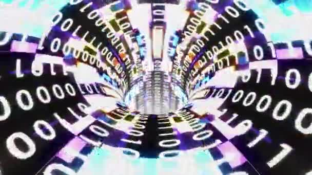 Números binários transferência de dados wormhole funil túnel animação fundo nova qualidade tecnológica legal bonito estoque 4k vídeo footage — Vídeo de Stock