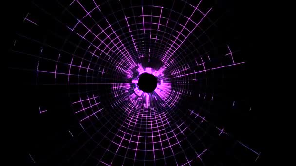 ネオン ライト グリッドで飛行純サイバー トンネル モーション グラフィックス アニメーション背景シームレス ループ新しい品質未来的なクールな素敵な美しい 4 k 映像素材 — ストック動画