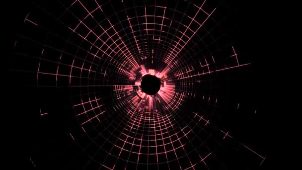 네온 조명 그리드 밖으로 비행 net 사이버 터널 모션 그래픽 애니메이션 배경 원활한 루프 새로운 미래의 멋진 좋은 아름 다운 4 k 품질 주식 영상 — 비디오