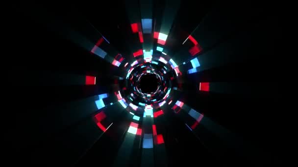 Flight in out neon lights cyber data vr tunnel motion graphics animation background seamless loop new quality futuristic cool nice beautiful 4k stock video footage — Stock Video