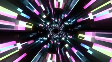 Grafik animasyon arka plan sorunsuz döngü yeni nitelik fütüristik serin güzel güzel 4 k stok video görüntüleri cyber tünel hareket içinde uçuşa neon ışıklar