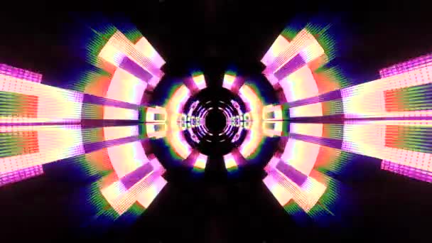 Політ з неонових вогнів кібердані vr тунель рух графіка анімація фон безшовний цикл нової якості футуристичний класний красивий 4k стокові відеозаписи — стокове відео