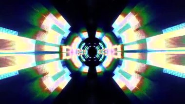 Cyber veri vr tünel hareket grafik animasyon arka plan sorunsuz yeni nitelik fütüristik serin güzel güzel 4 k stok video görüntüleri döngü içinde uçuşa neon ışıklar