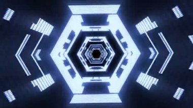 Cyber veri altıgen vr tünel hareket grafik animasyon arka plan sorunsuz yeni nitelik fütüristik serin güzel güzel 4 k stok video görüntüleri döngü içinde uçuşa neon ışıklar