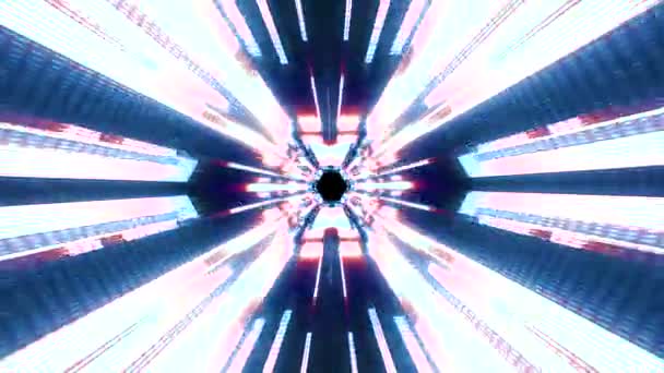 Vuelo en luces de neón cyber data hexagonal vr túnel movimiento gráficos animación fondo lazo inconsútil nueva calidad futurista fresco bonito hermoso material de archivo 4k vídeo — Vídeo de stock