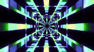 Neon ışıkları cyber veri kare vr tünel hareket grafik animasyon arka plan sorunsuz döngü yeni nitelik fütüristik serin güzel güzel 4k stok video görüntüleri dışarı uçuş