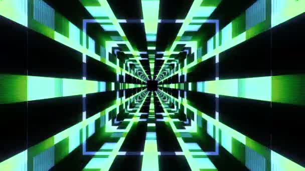 Vol en dehors néon lumières cyber données carré vr tunnel mouvement graphique animation fond boucle transparente nouvelle qualité futuriste cool belle 4k stock vidéo 