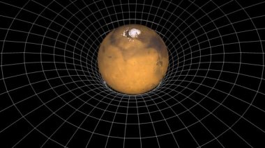 Mars gezegeni döndürme uzay zaman bend çukur huni sorunsuz döngü animasyon arka plan yeni kalite evrensel bilim serin güzel 4k 3d stok video görüntüleri