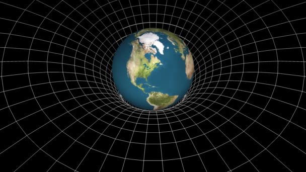 Tierra planeta rotación espacio tiempo curva pozo embudo sin costura bucle animación fondo Nueva calidad ciencia universal fresco agradable 4k 3d material de archivo de vídeo — Vídeo de stock