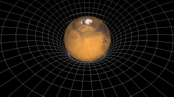 Marte planeta rotación espacio tiempo curva pozo embudo sin costuras bucle animación fondo Nueva calidad ciencia universal fresco agradable 4k 3d material de archivo de vídeo — Vídeo de stock