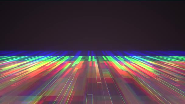 Digitala vanligt cyberrymden färg separerade rainbow rutnät landskap motion grafik animering bakgrunden nya kvalitet techno stil cool trevlig vacker 4k video arkivfilmer — Stockvideo