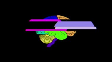 Aksaklık ekran renkli kesintisiz animasyon arka plan yeni kalite Sağlık, teknoloji, ilaç insan beynine. hareket grafik 4k stok video görüntüleri