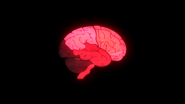 Ανθρώπινου εγκεφάλου σε δυσλειτουργία του hud οθόνη πολύχρωμο ομαλή animation φόντο νέα υγεία ποιότητα, τεχνολογία, ιατρική. κίνηση γραφικά 4k πλάνα βίντεο — Αρχείο Βίντεο