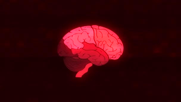 Menschliches Gehirn auf hud glitch display bunte nahtlose animation hintergrund neue qualität gesundheit, technologie, medizin. Bewegtbilder 4k Stock Videomaterial — Stockvideo