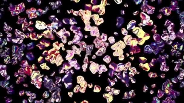 Gotas de agua de metal colorido difundido en el espacio de animación digital de fondo de nueva calidad gráficos de movimiento natural fresco bonito hermoso material de archivo de vídeo 4k — Vídeos de Stock