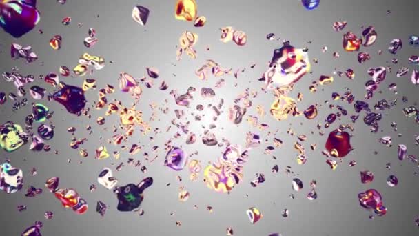 Coloré liquide gouttes d'eau en métal diffusées aléatoirement dans l'espace animation numérique arrière-plan nouvelle qualité graphique mouvement naturel cool belle vidéo de stock 4k — Video