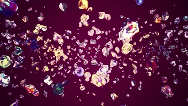 coloré liquide gouttes d'eau en métal diffusées aléatoirement dans l'espace animation numérique arrière-plan nouvelle qualité graphique mouvement naturel cool belle vidéo de stock 4k 