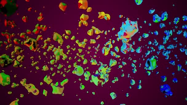 coloré liquide gouttes d'eau en métal diffusées aléatoirement dans l'espace animation numérique arrière-plan nouvelle qualité graphique mouvement naturel cool belle vidéo de stock 4k 