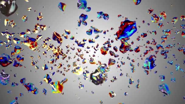 coloré liquide gouttes d'eau en métal diffusées aléatoirement dans l'espace animation numérique arrière-plan nouvelle qualité graphique mouvement naturel cool belle vidéo de stock 4k 