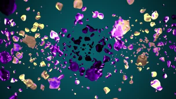 Colorful liquid metal water drops randomly diffused in space digital animation background new quality natural motion graphics cool nice beautiful 4k stock video footage — Stock Video