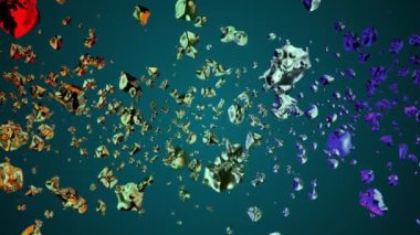 renkli sıvı metal su damlaları rastgele boşluk dijital animasyon arka plan yeni kalite doğal hareket grafik serin güzel güzel 4 k stok video görüntüleri içinde dağınık