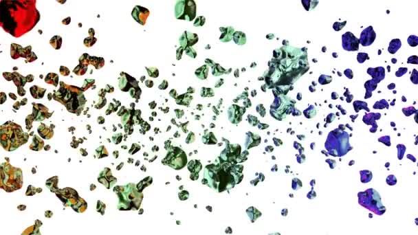 Colorful liquid metal water drops random diffused in space digital animation background new quality natural motion graphics cool nice beautiful 4k stock video footage — Stock Video