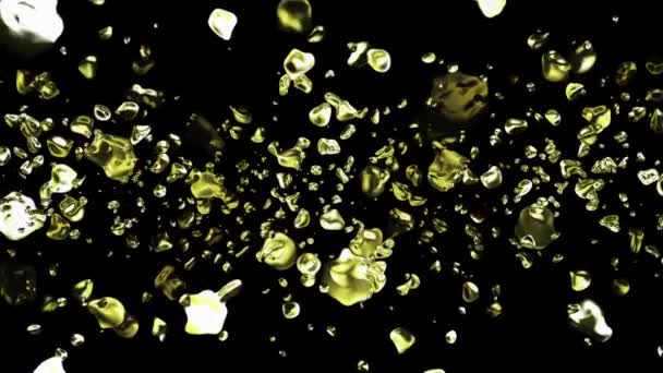 Gelb golden flüssiges Metall Wassertropfen zufällig im Raum verteilt digitale Animation Hintergrund neue Qualität natürliche Bewegungsgrafik cool schön schön 4k Stock Videomaterial — Stockvideo