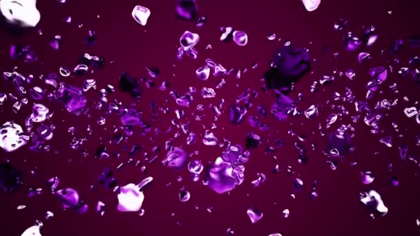 Fioletowy różowy płyn woda metalowych kropli losowo rozproszone w przestrzeni cyfrowej animacji tła nowej jakości naturalny ruch grafiki fajne ładne piękne 4k wideo Stockowy — Wideo stockowe
