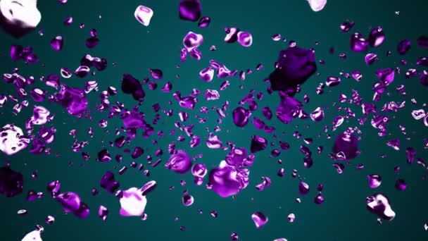 violet rose liquide gouttes d'eau en métal diffusées aléatoirement dans l'espace animation numérique arrière-plan nouvelle qualité graphique mouvement naturel cool belle vidéo de stock 4k 